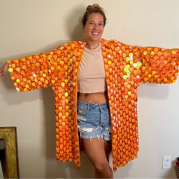 ASOS Curve Jackets & Blazers - Orange Sequin Duster